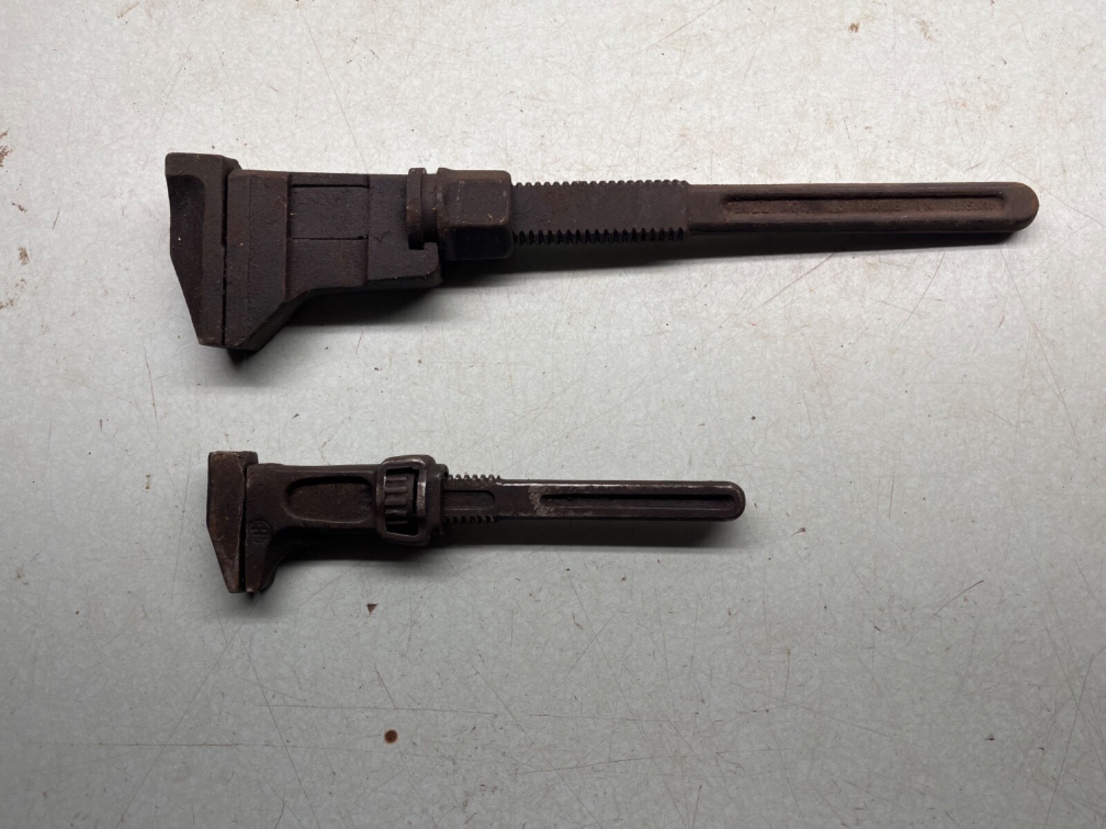 Vintage Monkey Wrenches Adjustable Plumbers Tool BEMIS & CALL BILLINGS USA Made