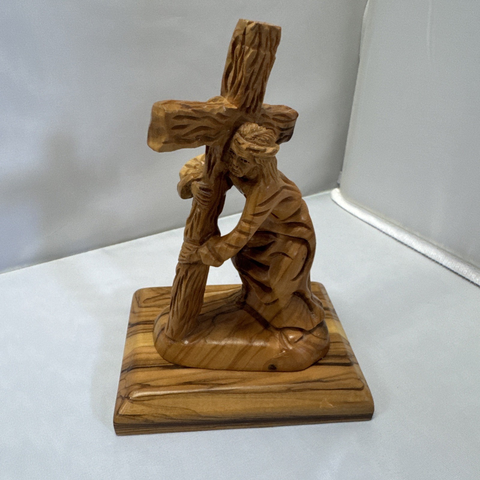 Munir Twemeh Olive Wood Carving of Jesus with Cross