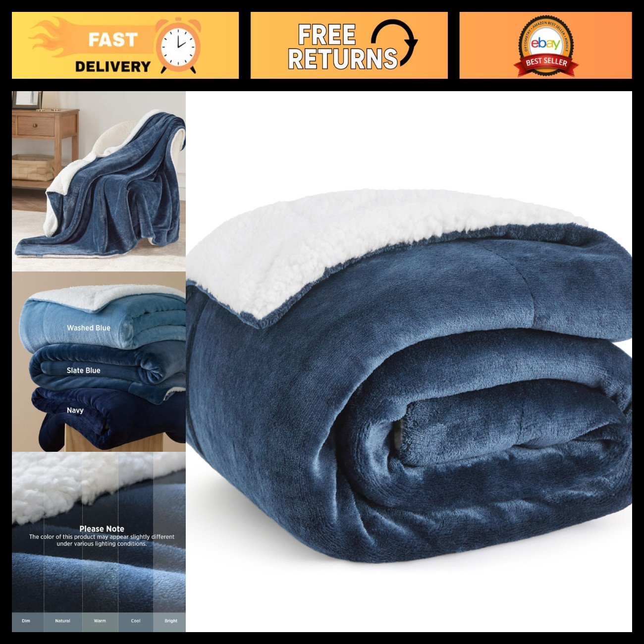 Bedsure GentleSoft Sherpa Fleece Throw Blanket for Couch, Non-Heated, Thick and