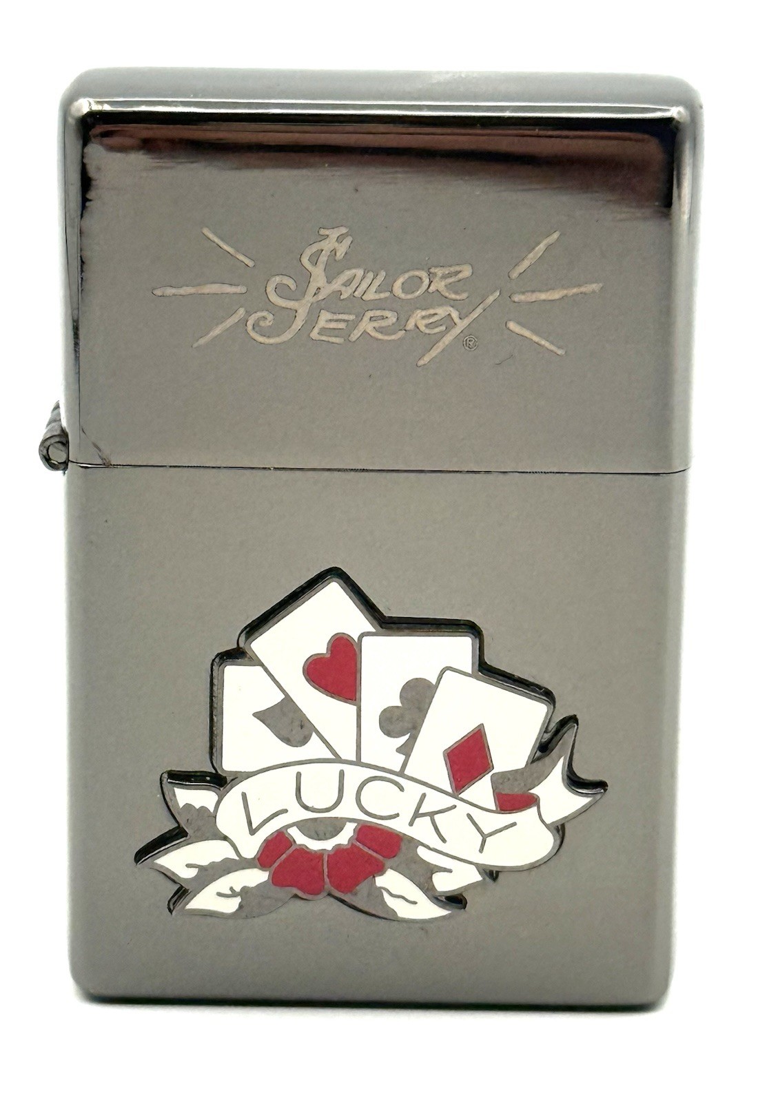 Sailor Jerry Lucky Lighter Limited Edition 2007 Playing Cards Midnight Chrome