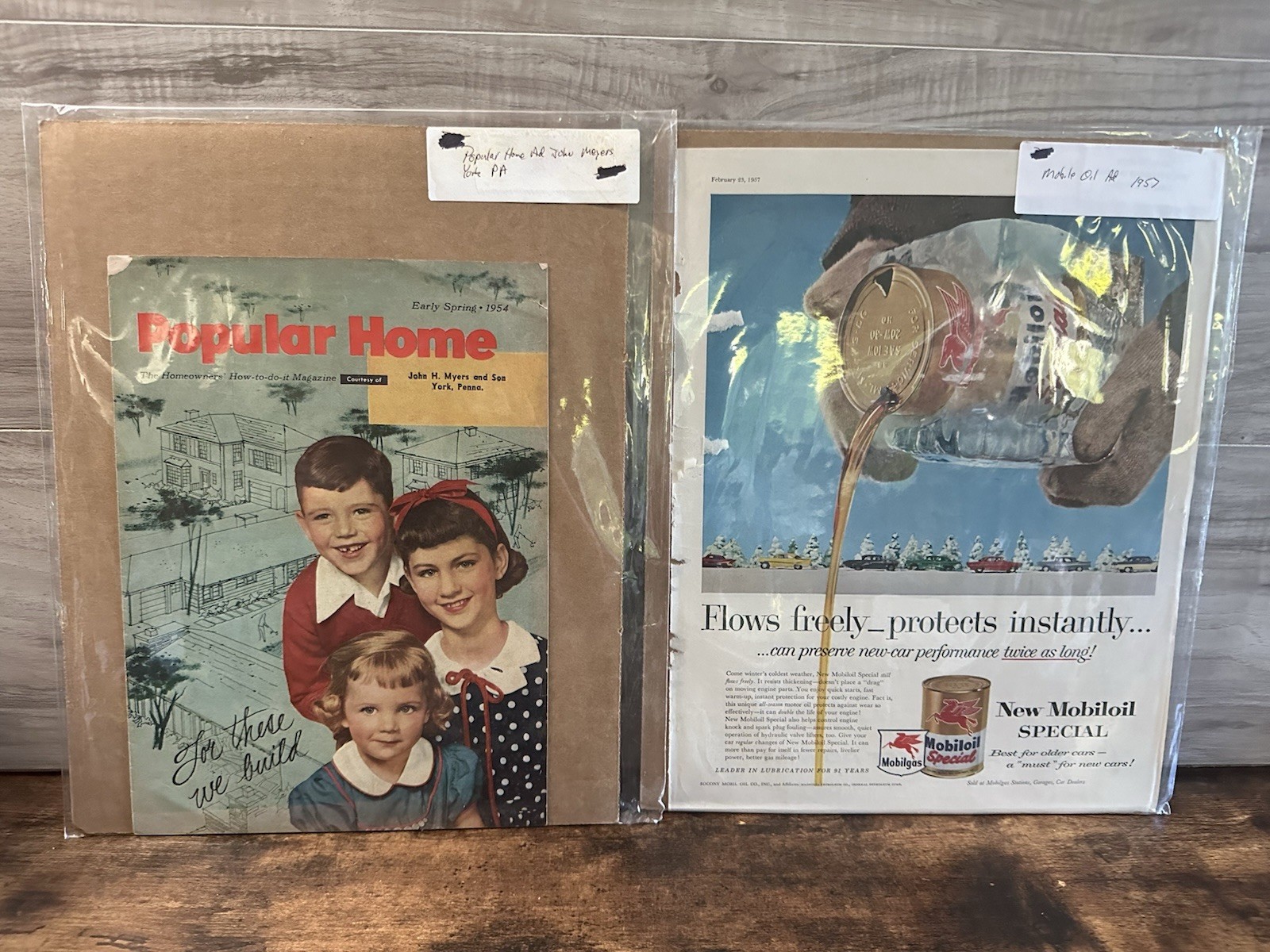 Vintage Print Ad Lot 1954 Popular Home 1957 Mobil Oil Pegasus