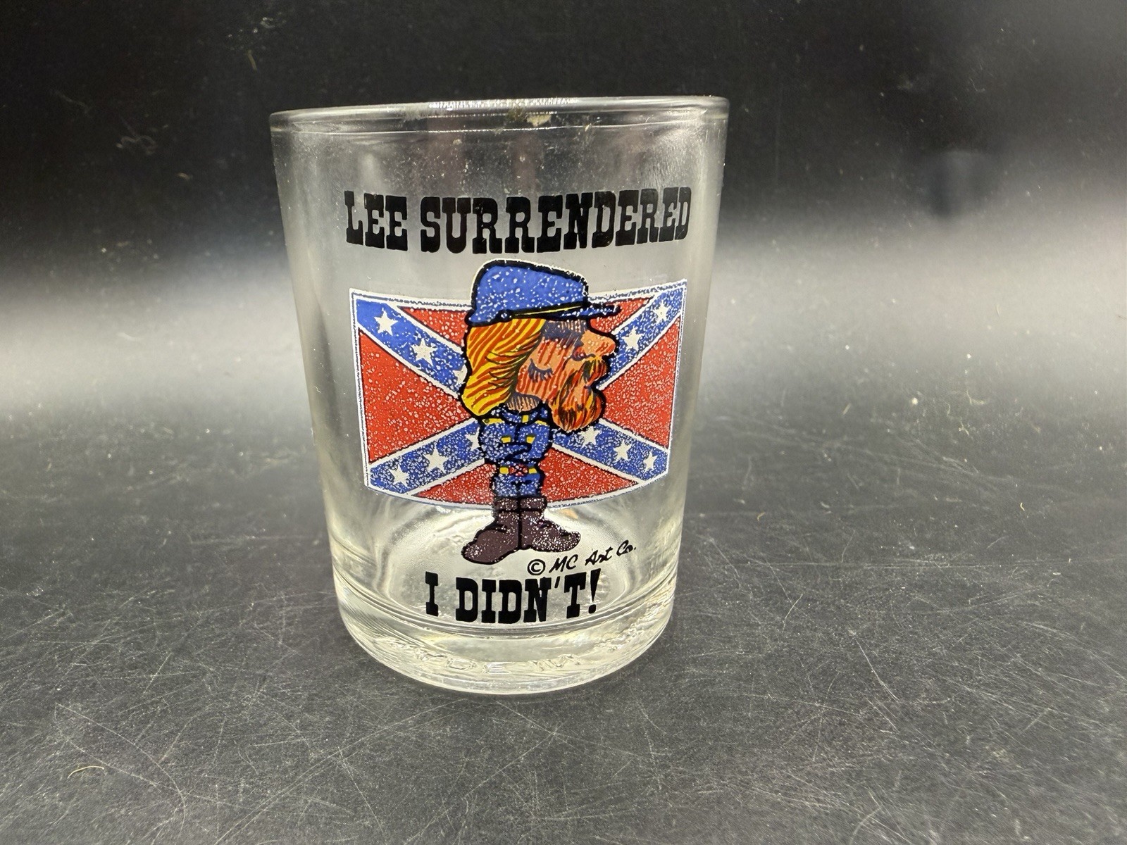 Vintage MC Art Co Lee Surrendered I Didn\'t Novelty Rocks Glass Barware 