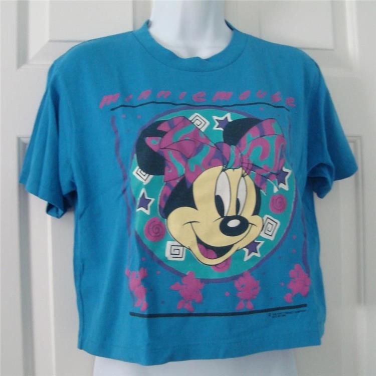 Vintage 1980\'s WALT DISNEY CO Minnie Mouse Crop T-Shirt Size M - ALLISON Mfg USA