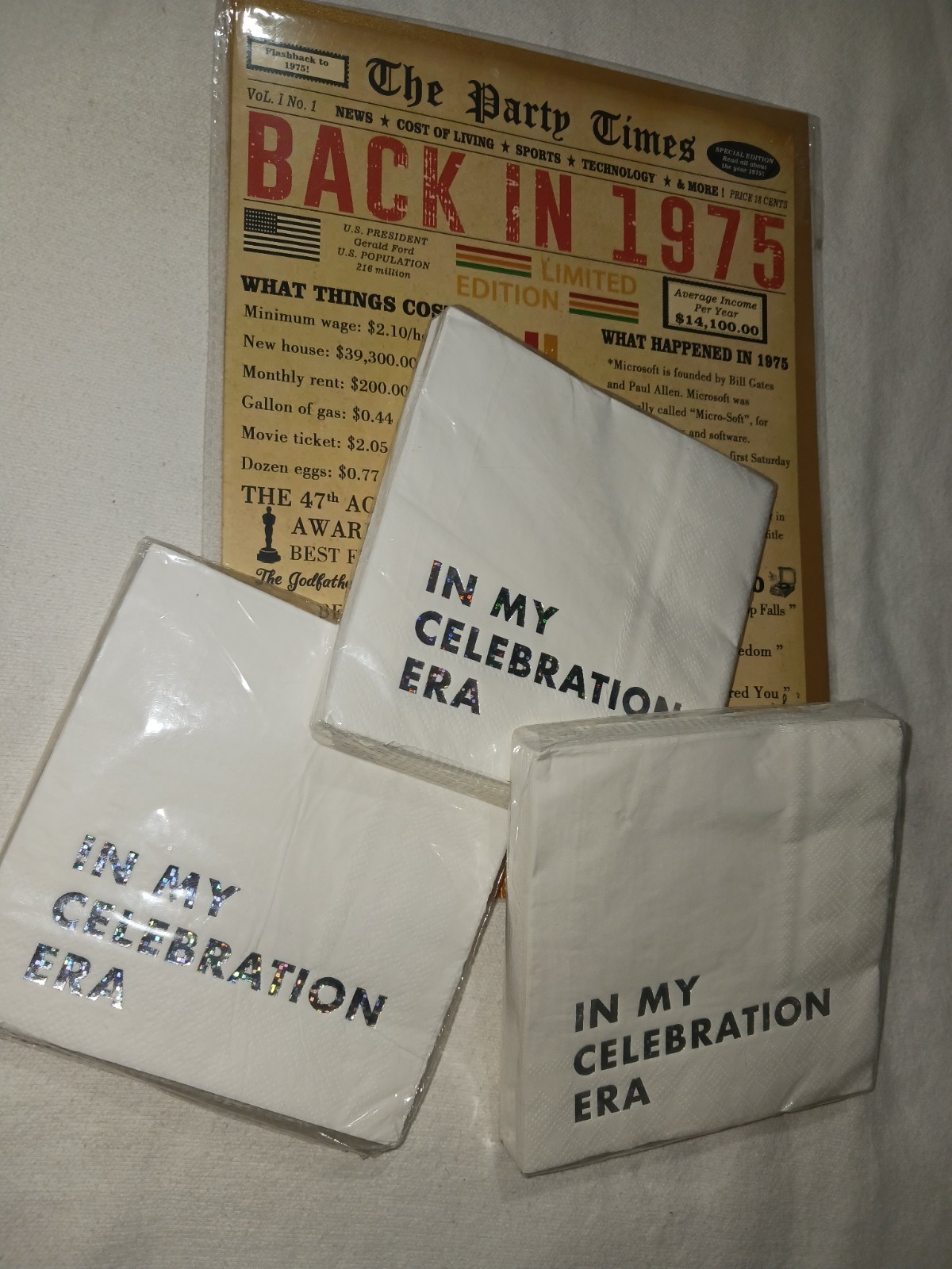Large 1975 Birthday Card  Men Women, Vintage 1975 & Luxury Celebration Napkins