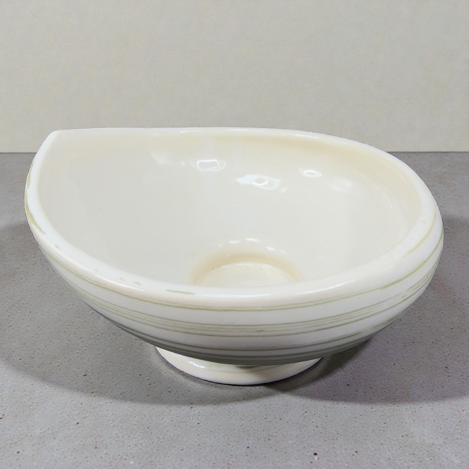 McCoy Pottery Harmony Line Pedestal Planter Bowl Dish Green Lines USA Vintage