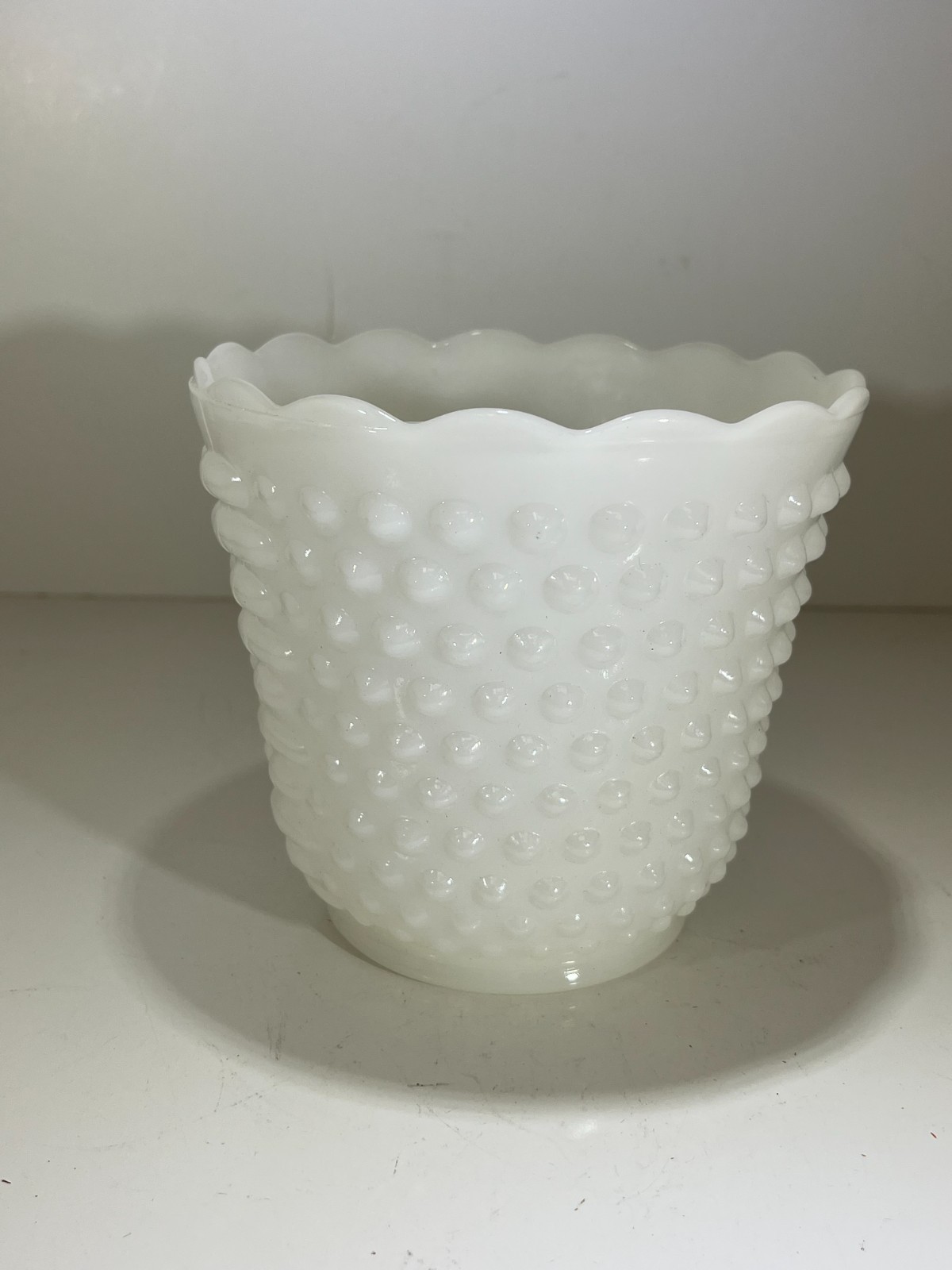Vintage Anchor Hocking Milk Glass Hobnail and Bars Pattern Vase or Planter Vintage Anchor Hocking Milk Glass Hobnail and Bars Pattern Vase or Planter