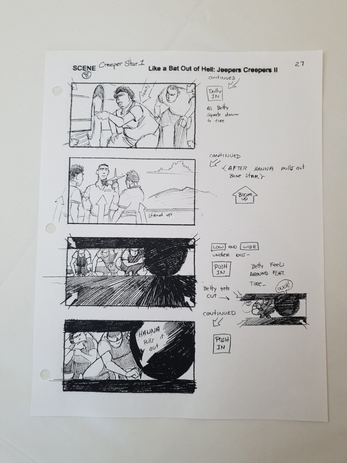 Storyboard Art with COA. from Jeepers Creepers 2 Production-Used Horror prop Storyboard Art with COA. from Jeepers Creepers 2 Production-Used Horror prop