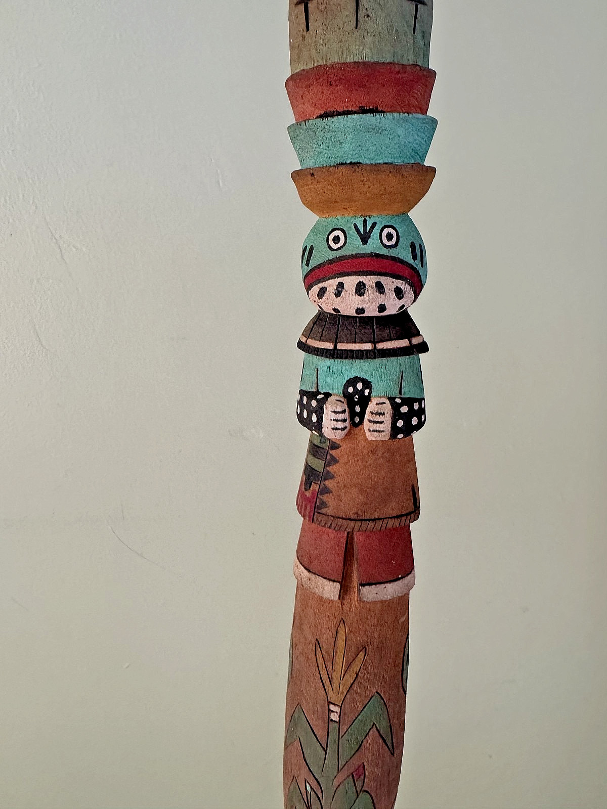 Vintage Hopi Totem Kachina Walking Staff stick ..4 ft. 9 \
