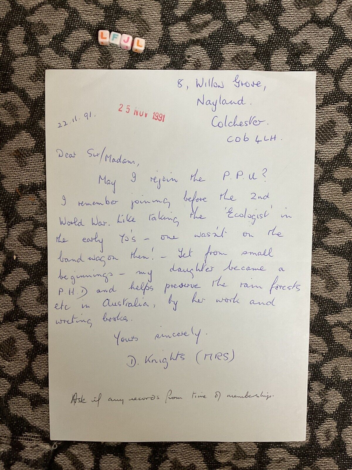 RARE , Interesting,Peace Antiwar Pacifism Pacifist Letter , Vintage