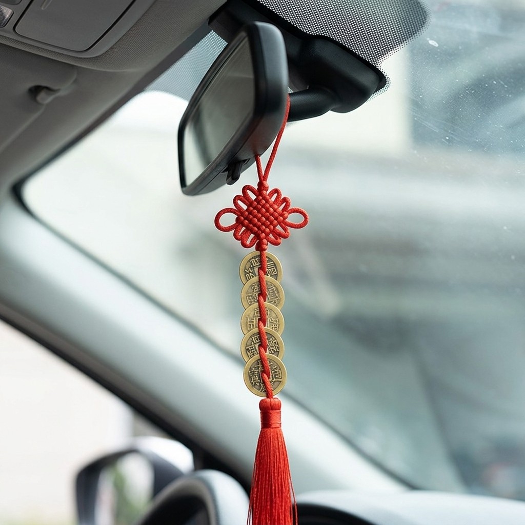 Chinese 5 Coins Hanging Tassel Pendant Car Rearview Mirror Ornament Home Decor Chinese 5 Coins Hanging Tassel Pendant Car Rearview Mirror Ornament Home Decor