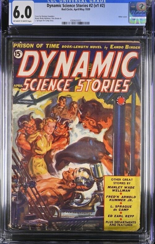 Dynamic Science Stories 1939 April/May, #2. CGC 6.0 Classic Devil, Hitler cover
