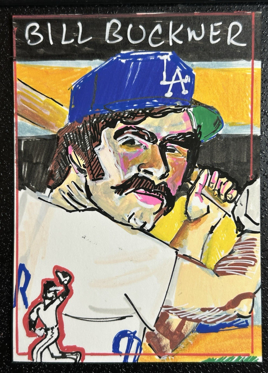 ACEO Sketch Trading Card 1/1 1976 Topps Bill Buckner Dodgers Hand-drawn Art