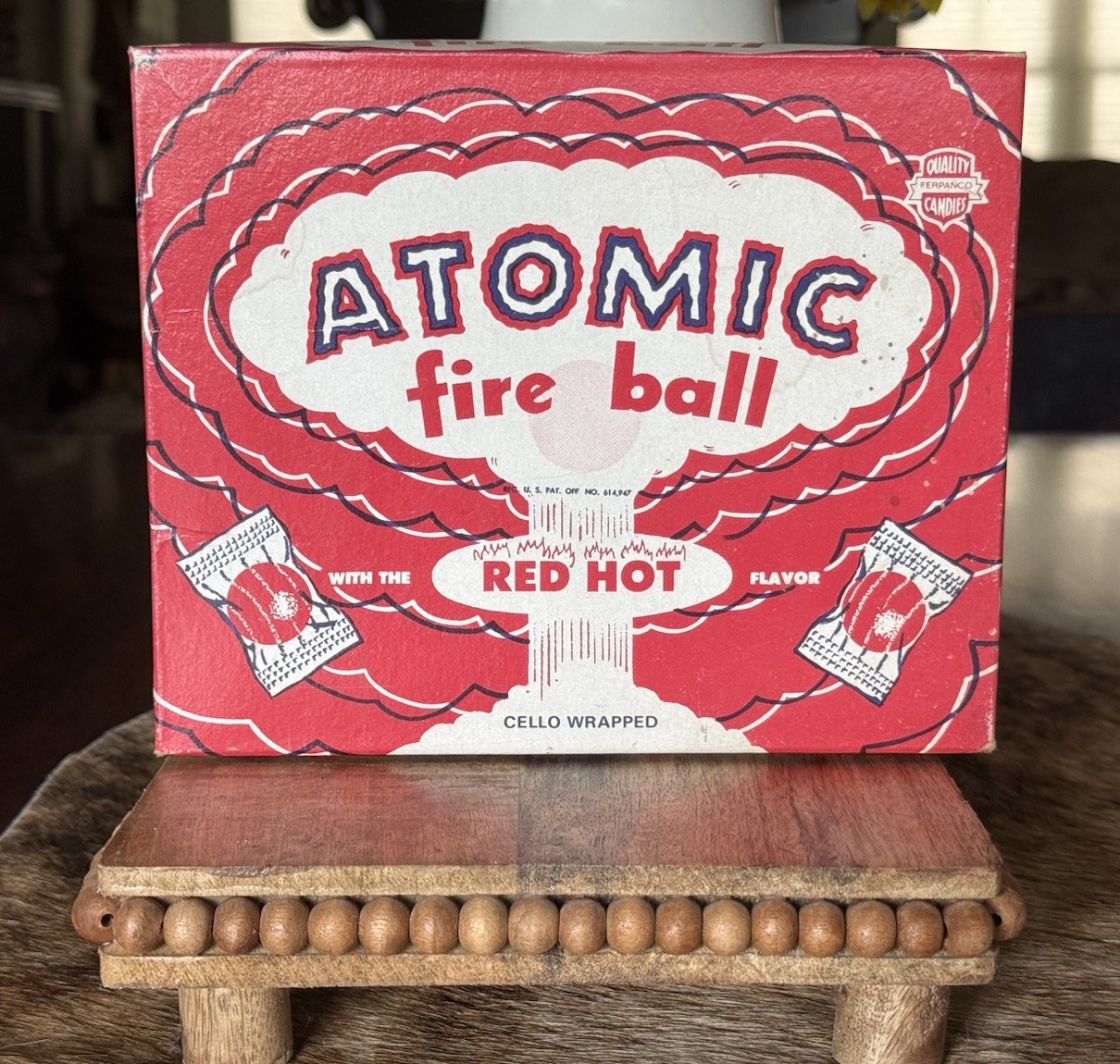 Vintage ATOMIC FIREBALLS 2 Cent 180 Count Empty Candy Box 1950’s- 1960s  NO UPC