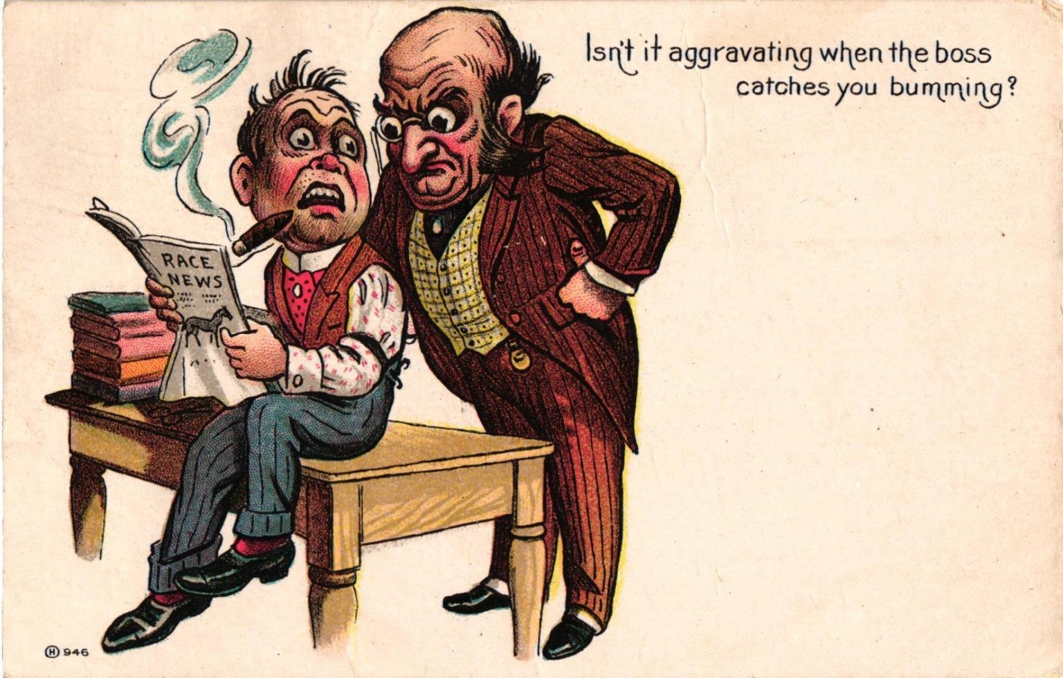 1907 Comic Postcard Boss Catches Employee Bumming Little Rock ARK Postmark
