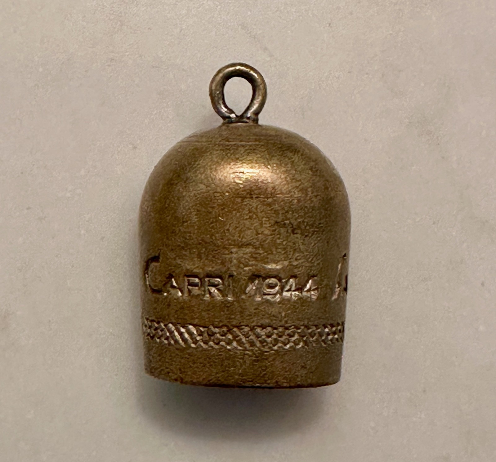 VINTAGE WWII 1944 SAN MICHELE CAPRI GOOD LUCK BELL CHARM AVIATOR USAAF RINGING