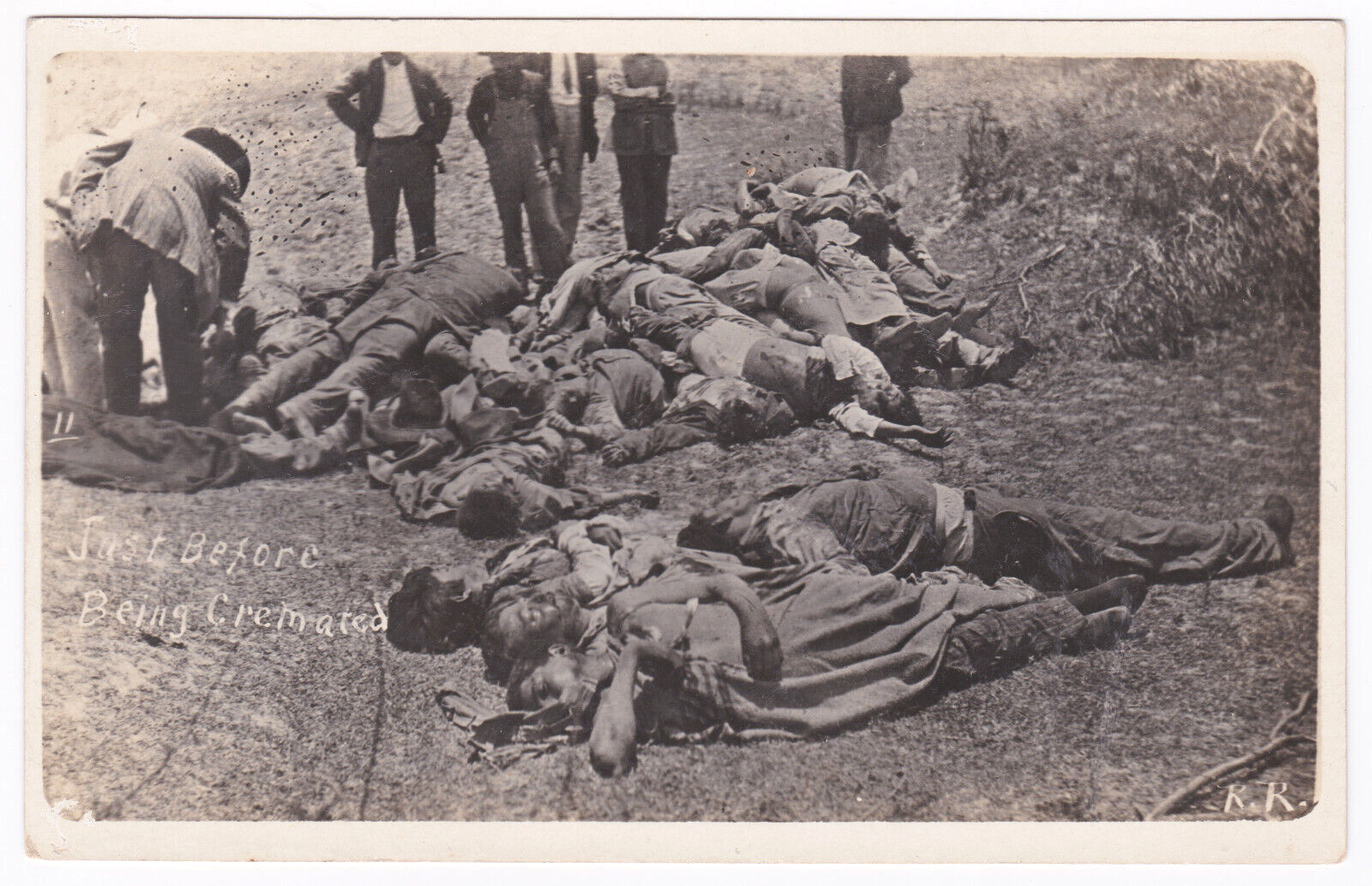 Mexican Revolution Border c.1913 Bodies Before Being Cremated Robert Runyon RPPC