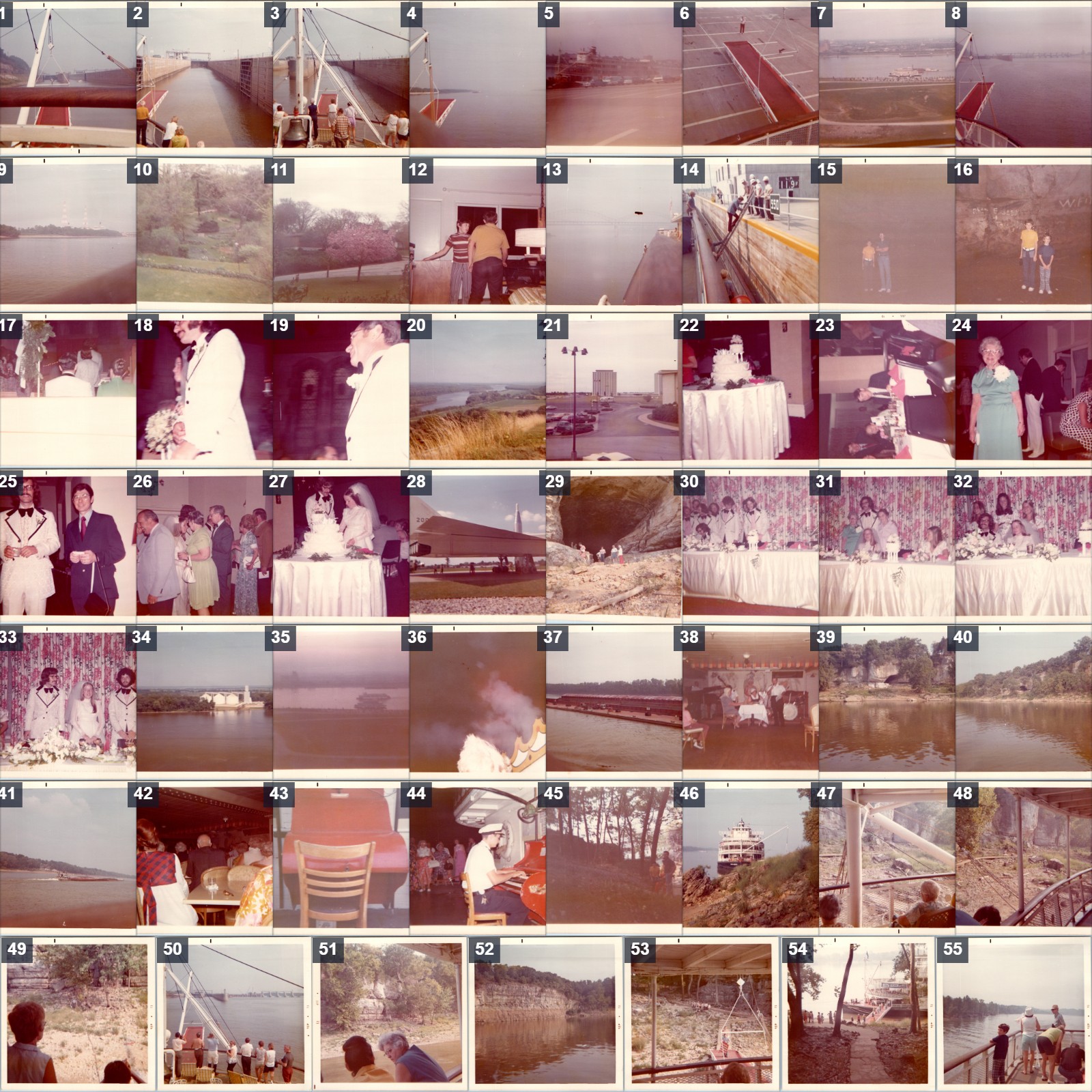 x55 MIXED LOT 1973 Delta Queen Steamboat Snapshots River Cruise Wedding Aviation