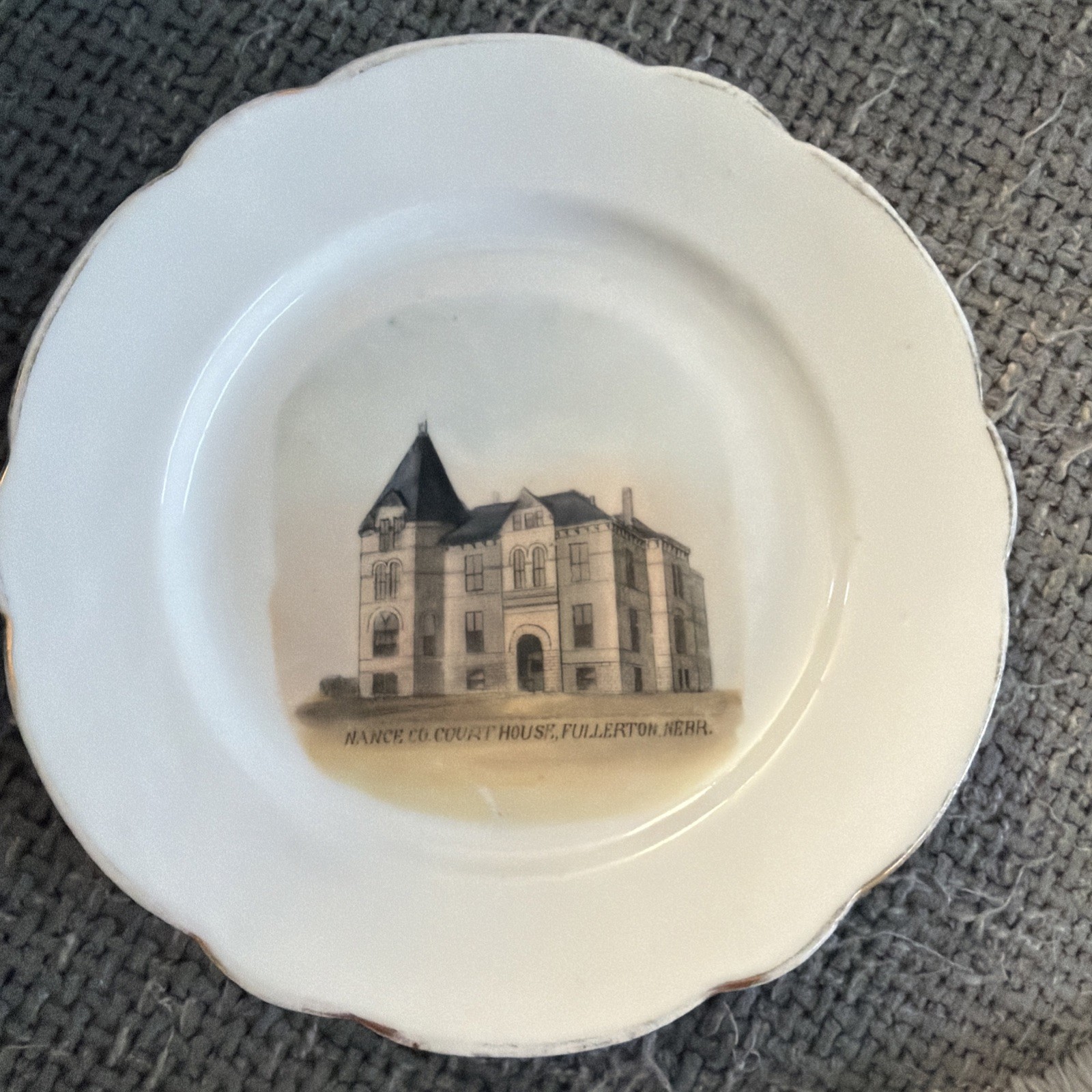 6” Vintage Ceramic Plate Featuring Nance County Courthouse, Fullerton, Nebraska 6” Vintage Ceramic Plate Featuring Nance County Courthouse, Fullerton, Nebraska