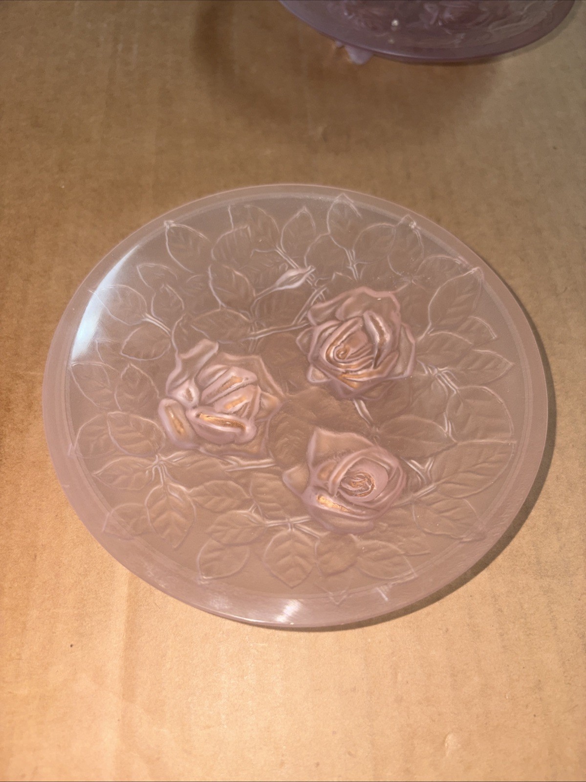 6 Vintage Pink Frosted Satin Glass 3-Footed Ice Cream Bowls Raised Rose Pattern