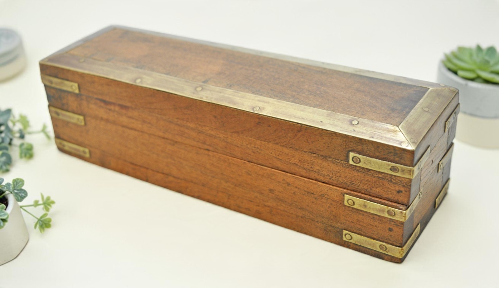 Vintage Wooden Pencil Stationary Box Original Old Hand Crafted