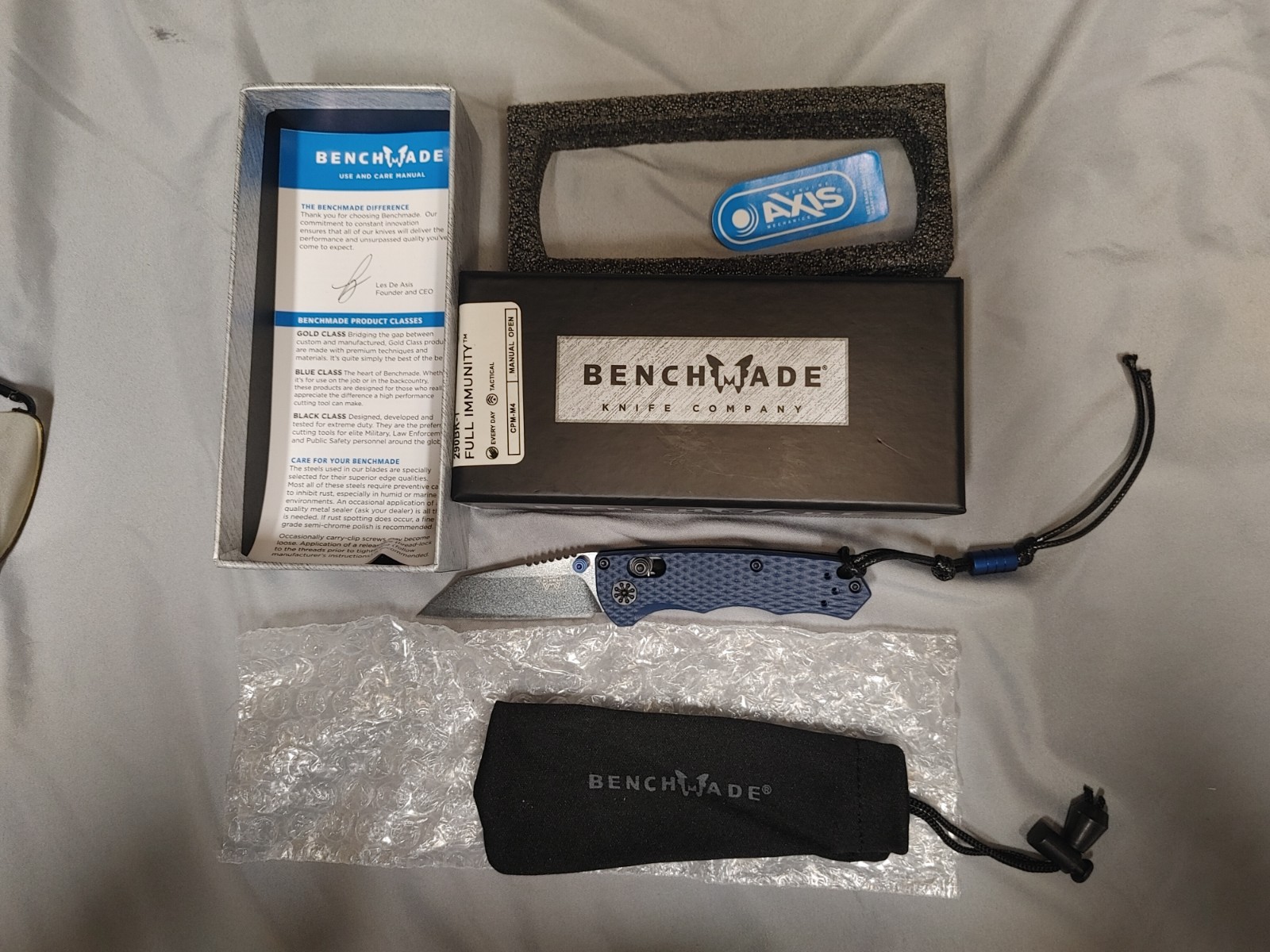 Benchmade 290BK Full Immunity CPM-M4 Axis Crater Blue Folding Knife USA