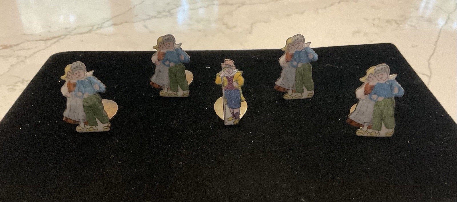 Vintage Enamel Place Card Holders 5 Made in France 