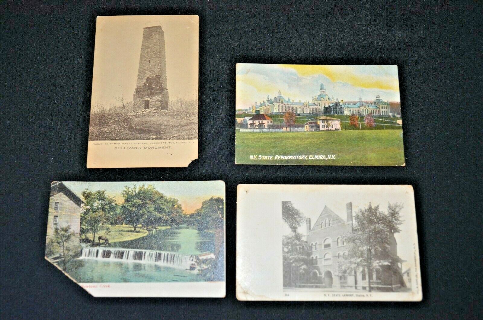 Lot 4 Elmira NY Postcards Early 1900s Reformatory Sullivan Armory Newtown  WEAR