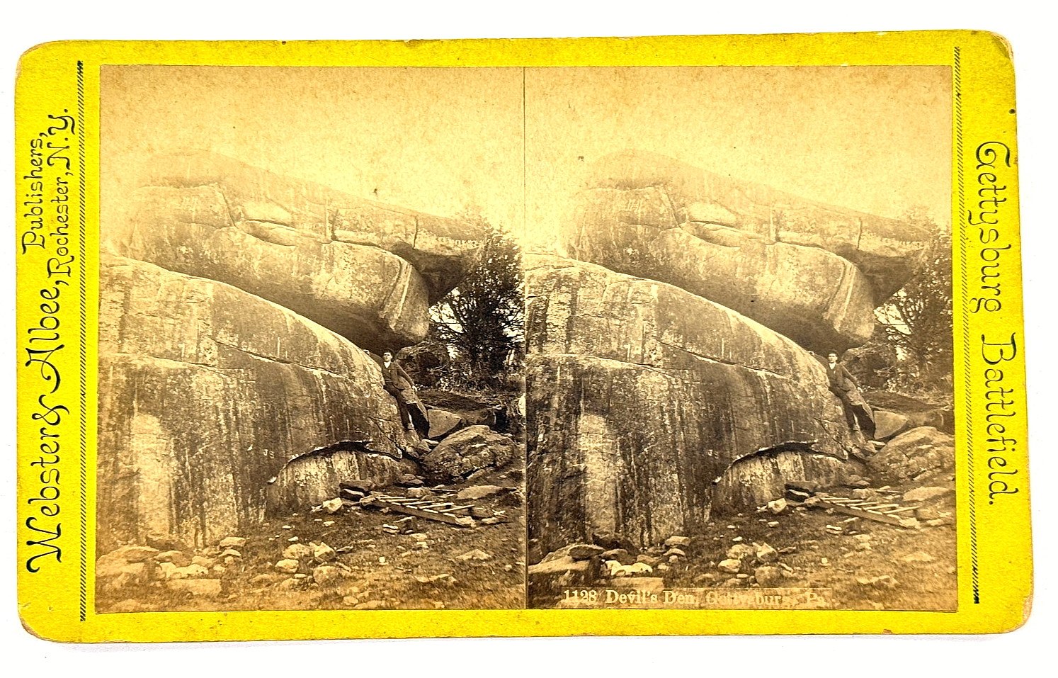 Webster & Albee Civil War Devil's Den Gettysburg PA Stereoview photo Rochester 