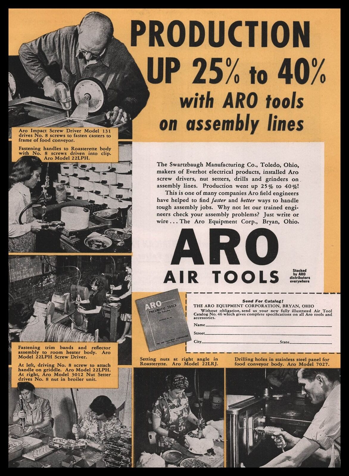 1948 Swartzbaugh Toledo Ohio Plant Female Worker Photos ARO Equipment Print Ad