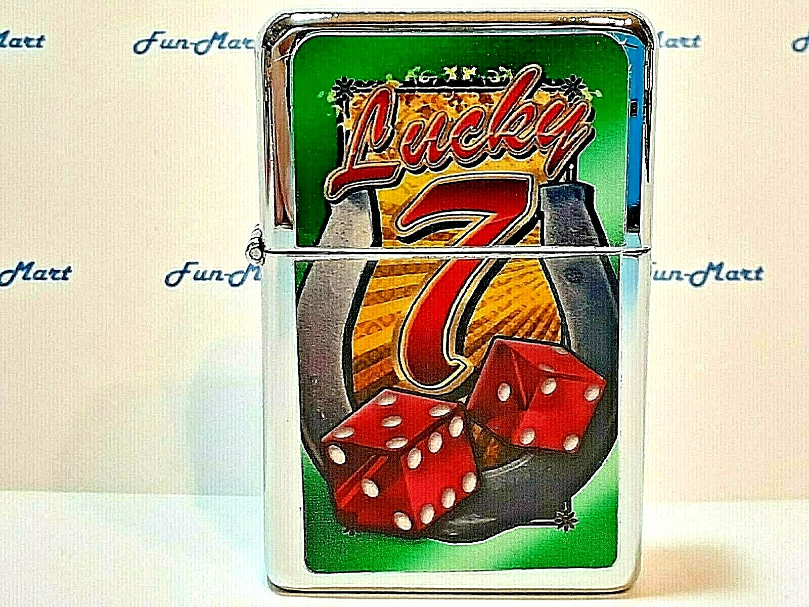 NEVER FIRED CASINO LIGHTER / LUCKY 7 / Complete, Clean & Works Great  [4458]