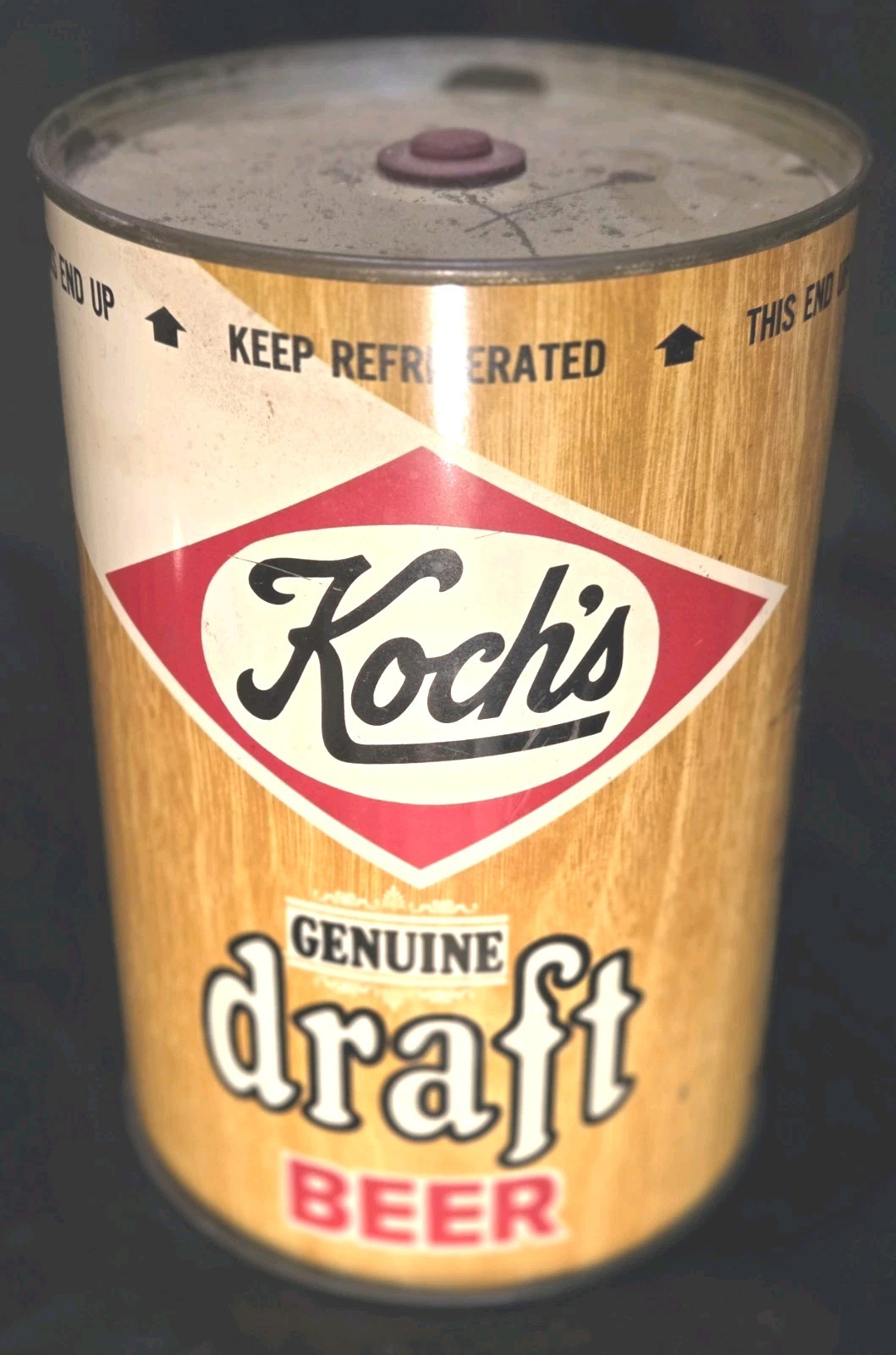 Vintage Koch\'s Draft Beer Advertising Tin Keg Beer Can, Bar Decor Display
