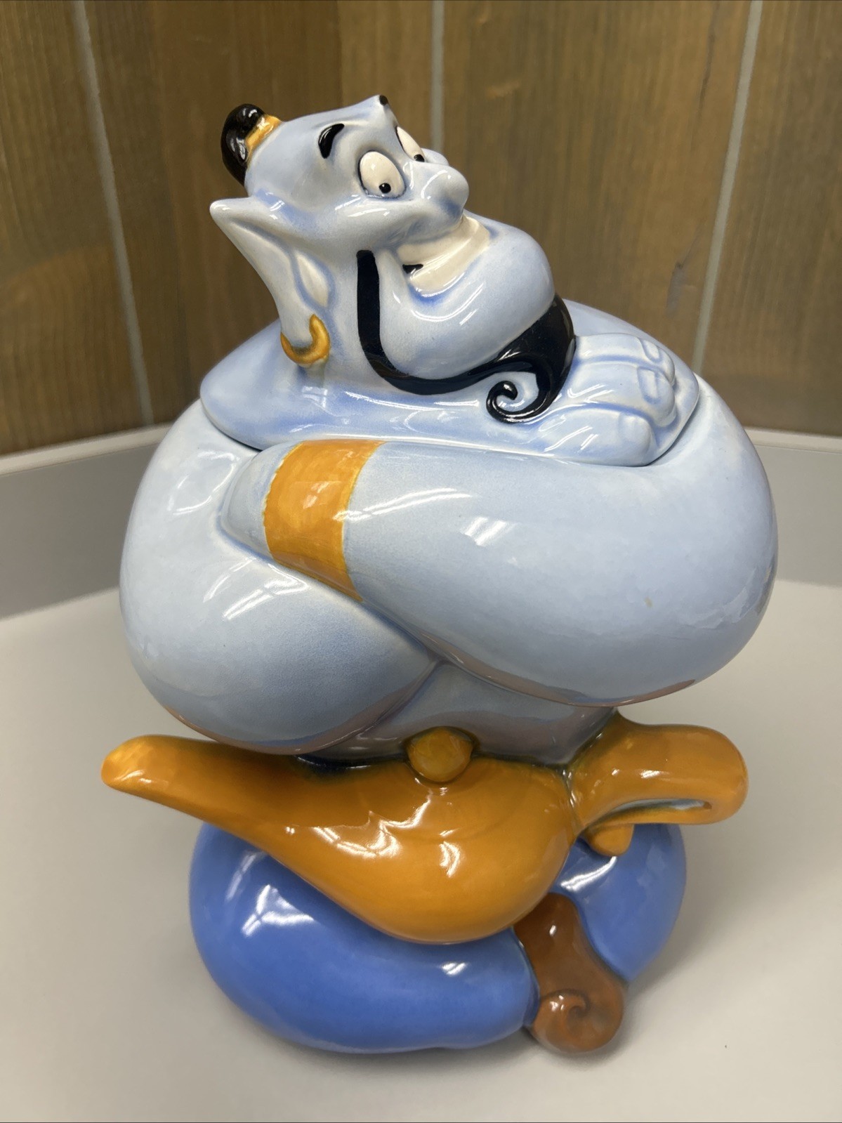 VINTAGE 1994 DISNEY ALADDIN BLUE GENIE COOKIE JAR TREASURE CRAFT 12\