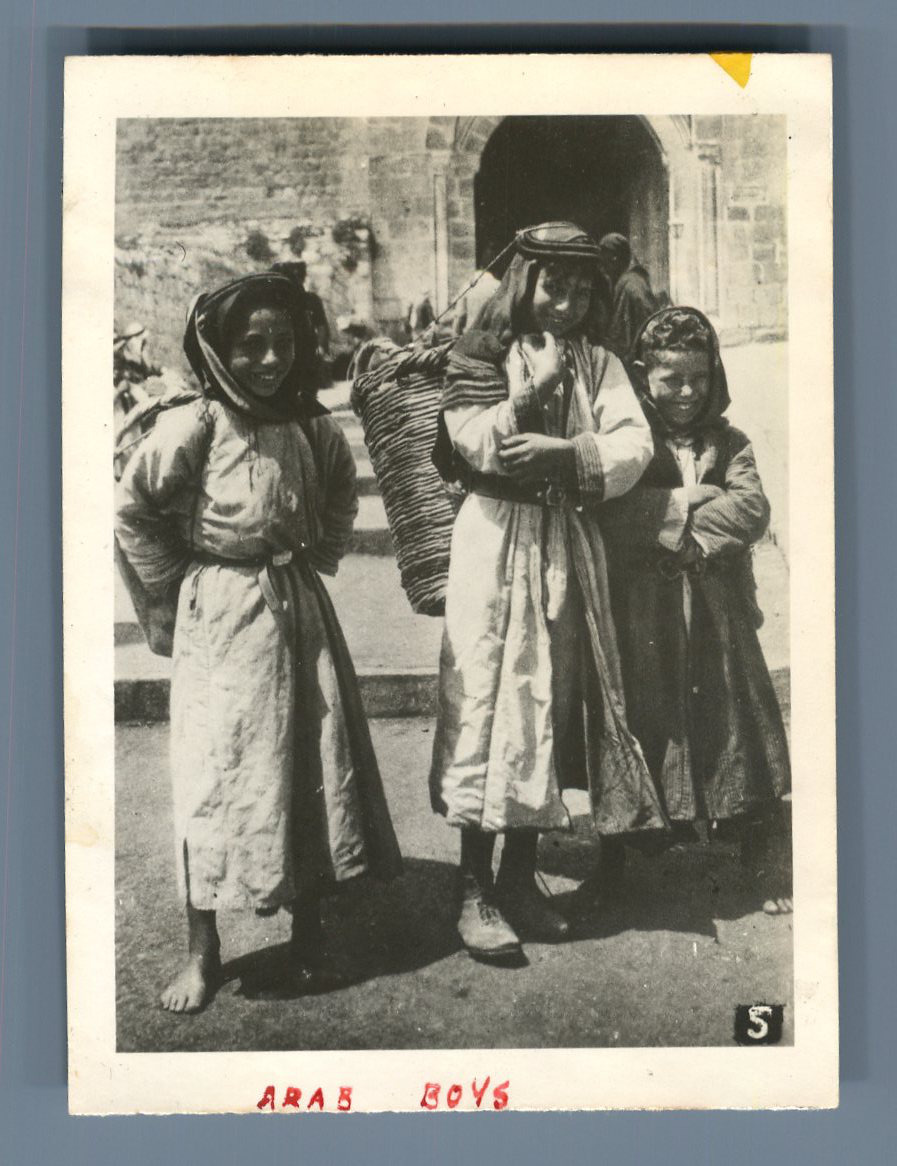Palestine, Arab Boys in Nazareth Vintage Print.  5x8 Silver Print  