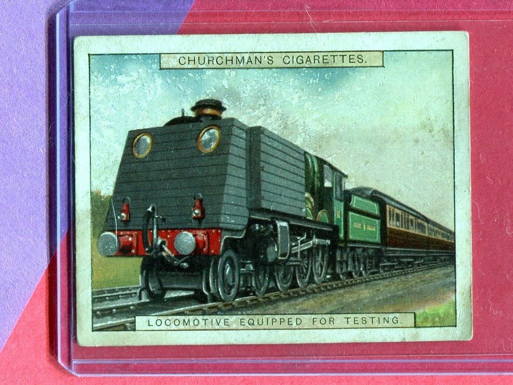 1927 W.A.& A.C. CHURCHMAN RAILWAY WORKING TOBACCO CARD #5 TESTING LOCOMOTIVE