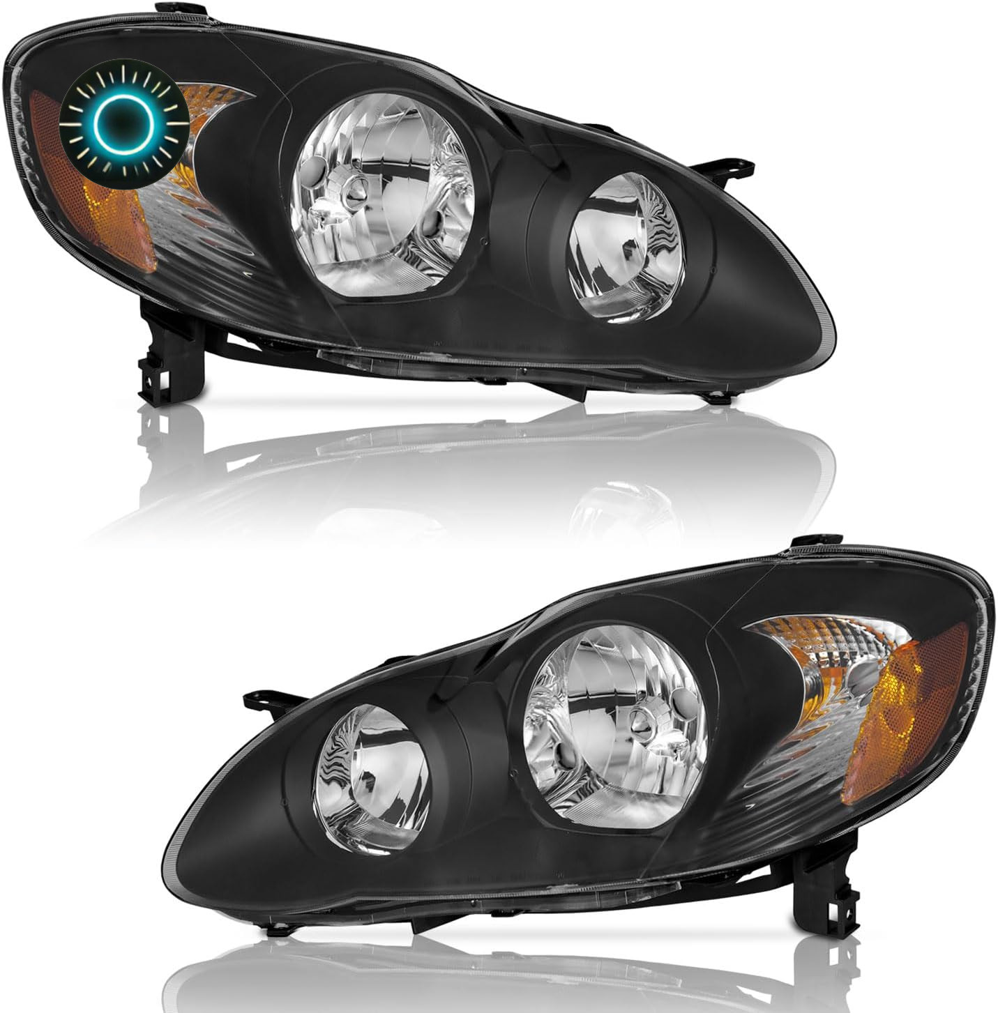 Juego De 2 Faros Delanteros Para 2003-2008 Toyota Corolla Carcasa Negra NUEVO