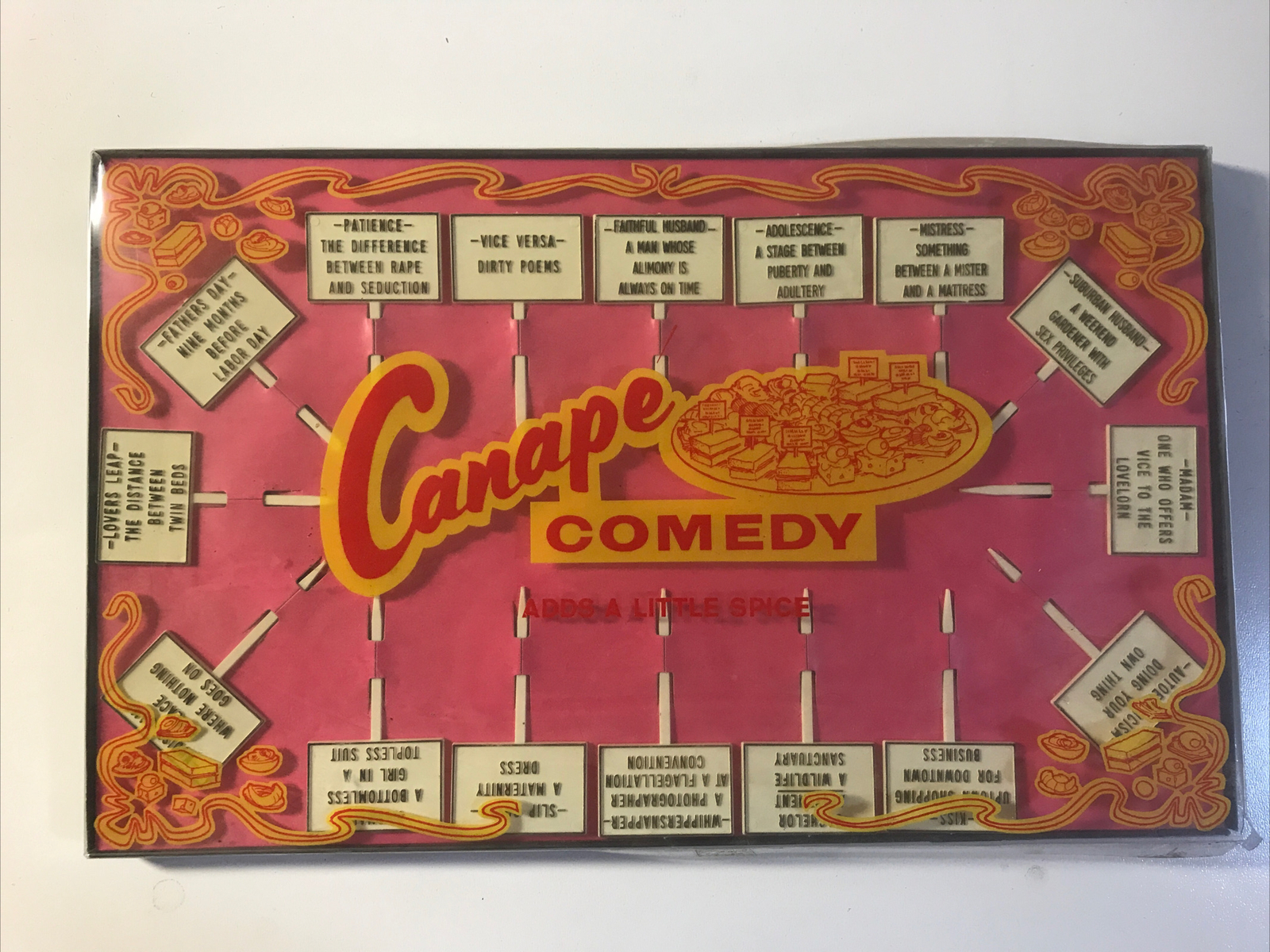Vintage Canape Comedy Adds A Little Spice Set Of 16 Plastic Food Signs In Box Vintage Canape Comedy Adds A Little Spice Set Of 16 Plastic Food Signs In Box