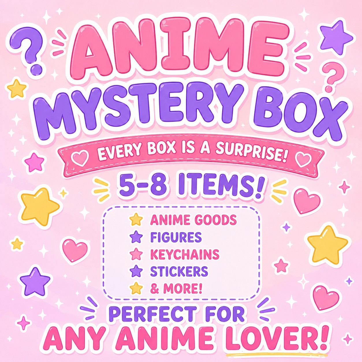 Japanese Anime Mystery Box 5-8 Random Goods Lot Acrylic Keychain Badge Plush Lot