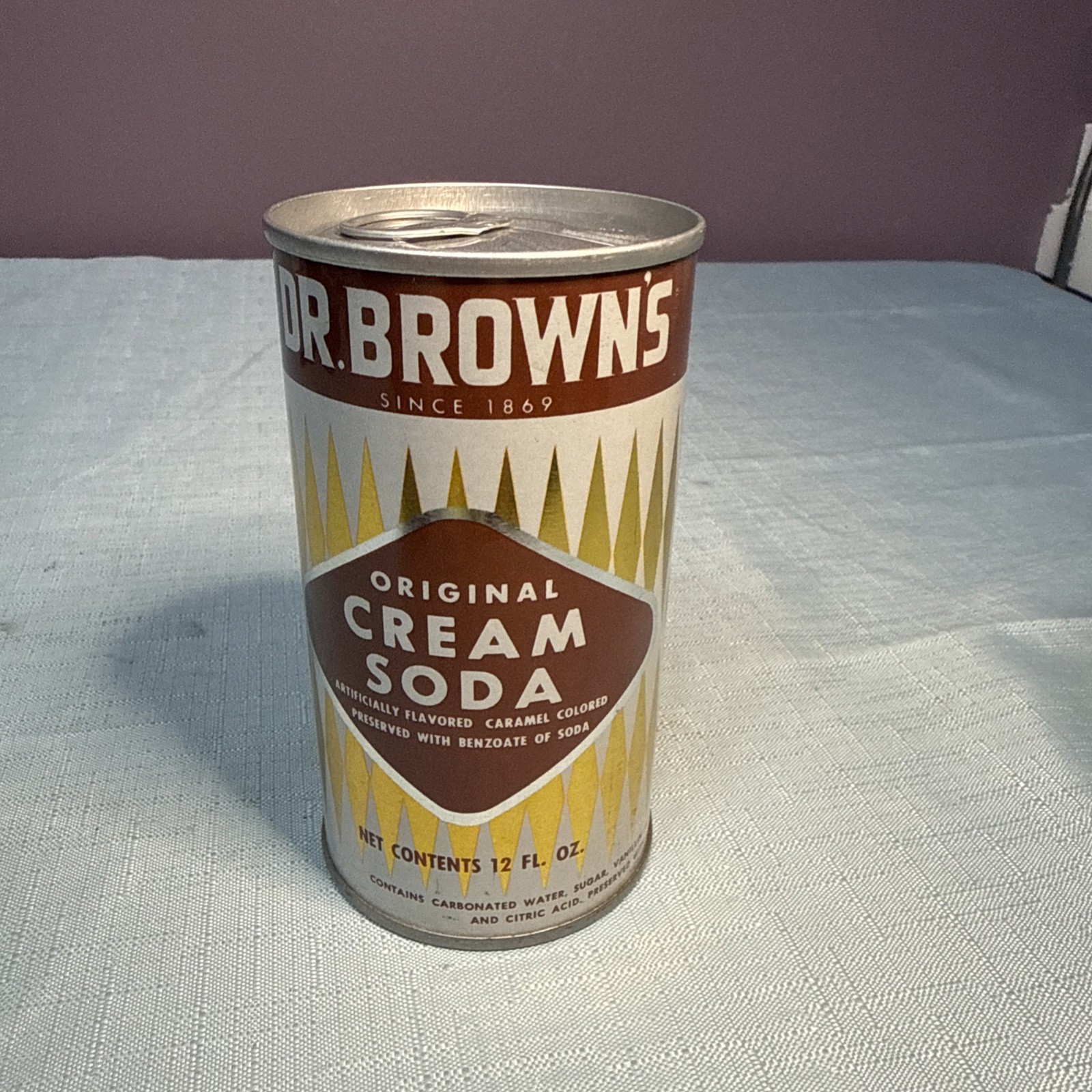 Rare Vtg Dr. Brown\'s Cream Soda Steel Soda Can . 12 Fl. Oz. New York