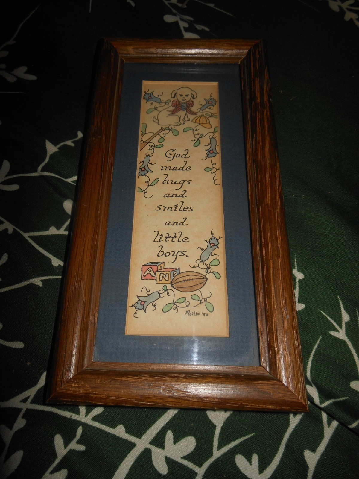 VINTAGE INSPIRATIONAL WALL FRAMED LITTLE BOYS QUOTE 1990 WOOD FRAME 8\ VINTAGE INSPIRATIONAL WALL FRAMED LITTLE BOYS QUOTE 1990 WOOD FRAME 8\
