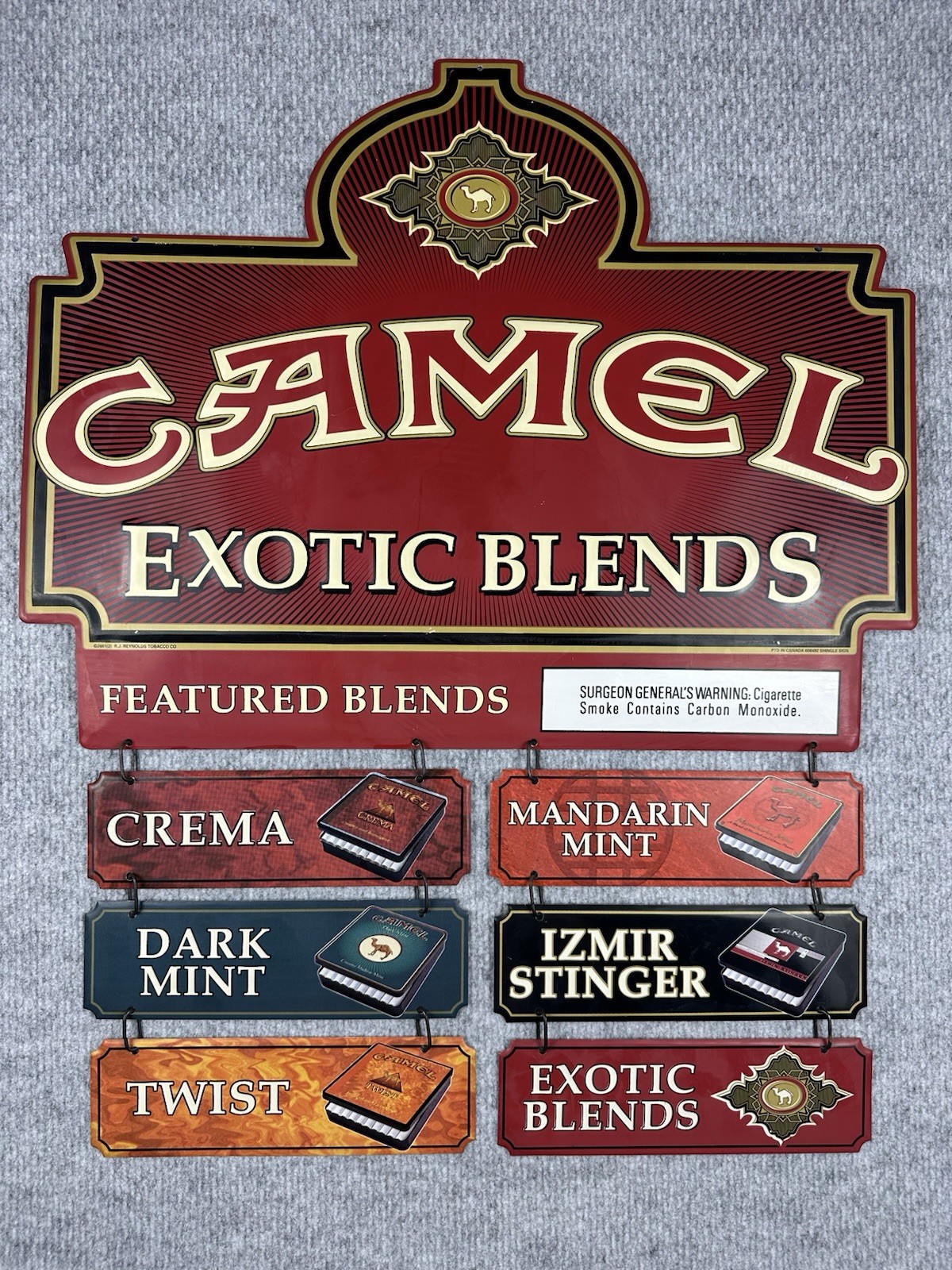 Vintage Camel Exotic Blends Cigarette Advertising Metal Display Sign Complete