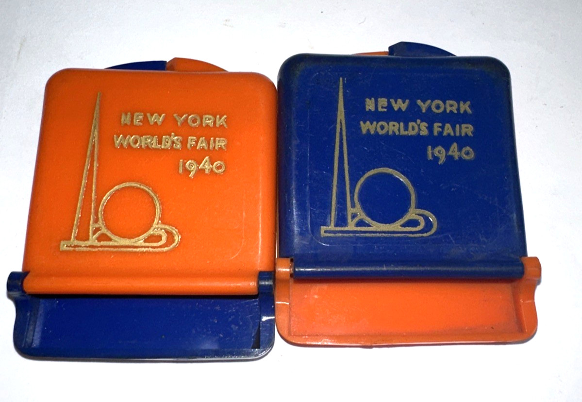 1940 New York World's Fair Souvenir Matchbox Pair Holders NYWF Tobacciana Rare