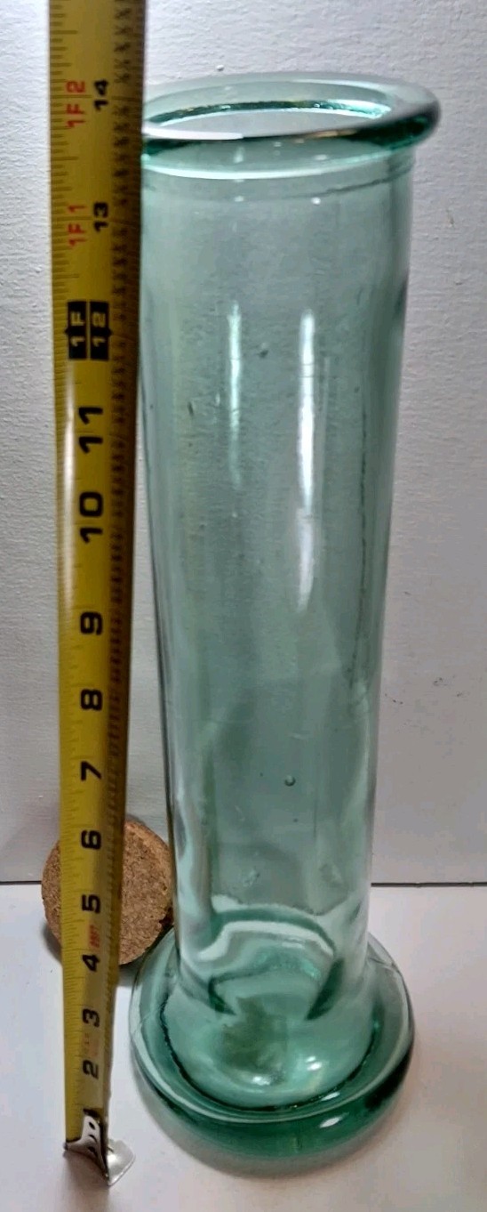 Unique VTG? Heavy Green Glass Pasta Jar Green Glass Vase 13.5\