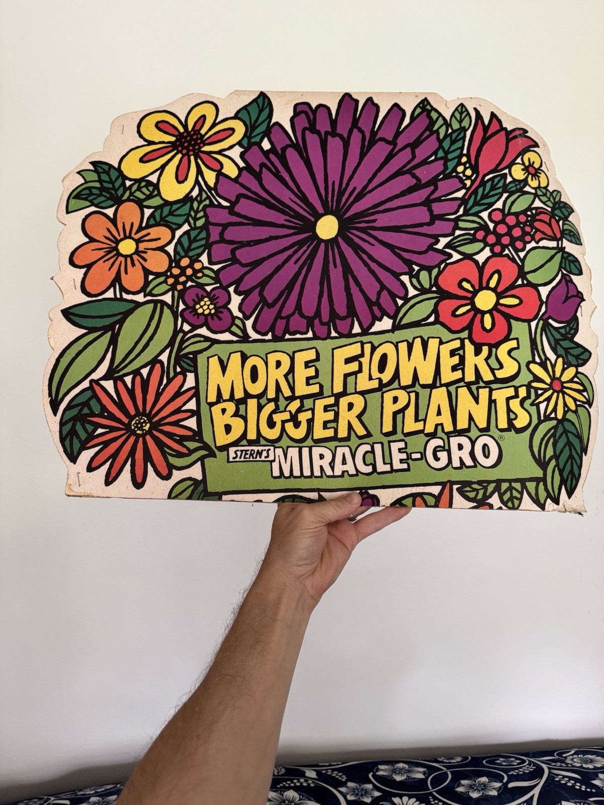 Vintage Stern’s Miracle-Gro Flower Advertising Display Sign 22.5” Double Sided