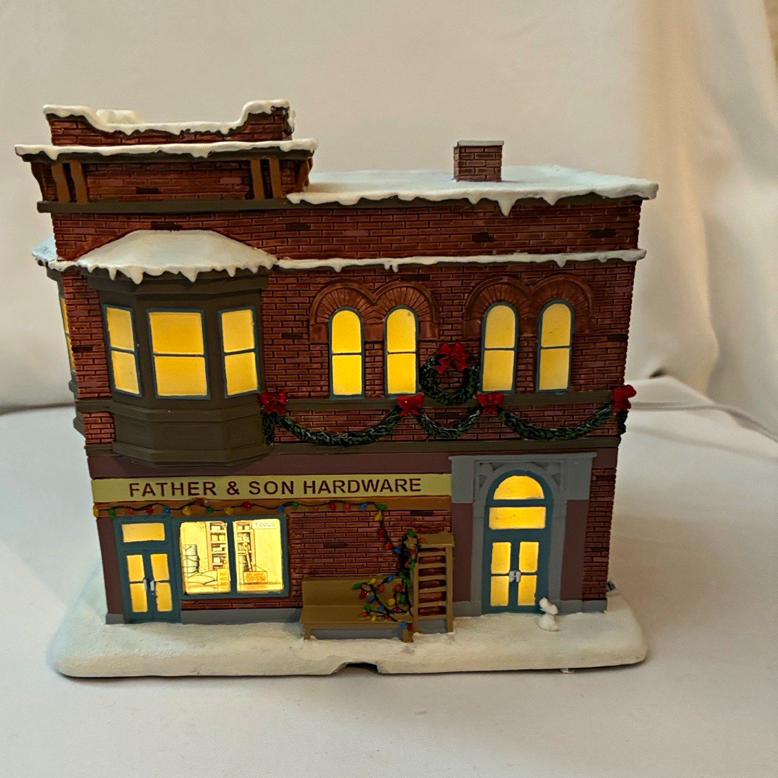 Hawthorne Village Norman Rockwell Father & Son Hardware Store Lighted 2003