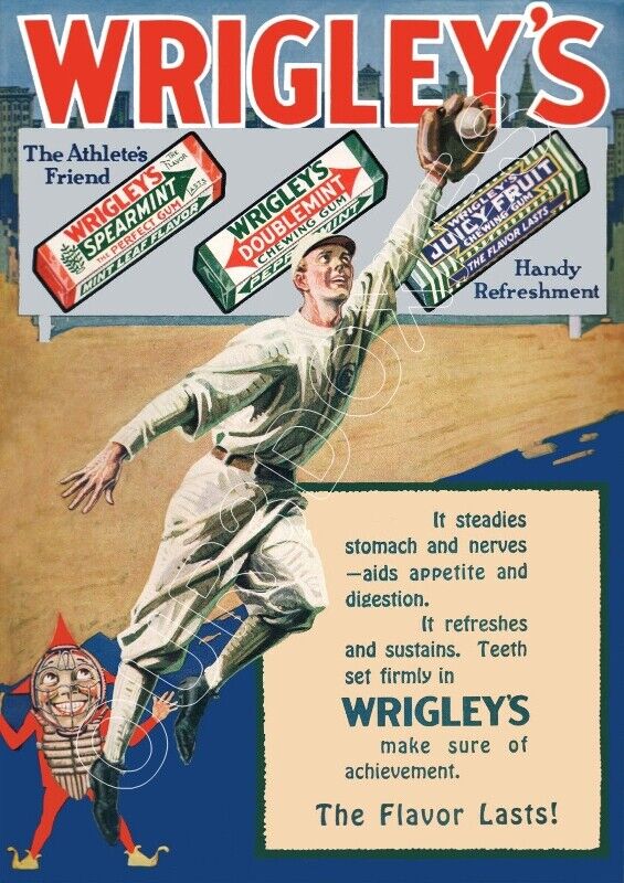 1920\'s Wrigley\'s Store Counter Standup Sign Baseball Gum