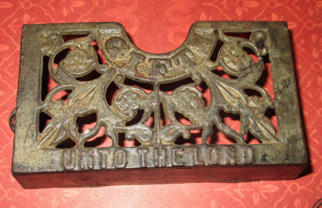 Antique Art Deco Cast Iron Offering Envelope Holder From a  Church Pew