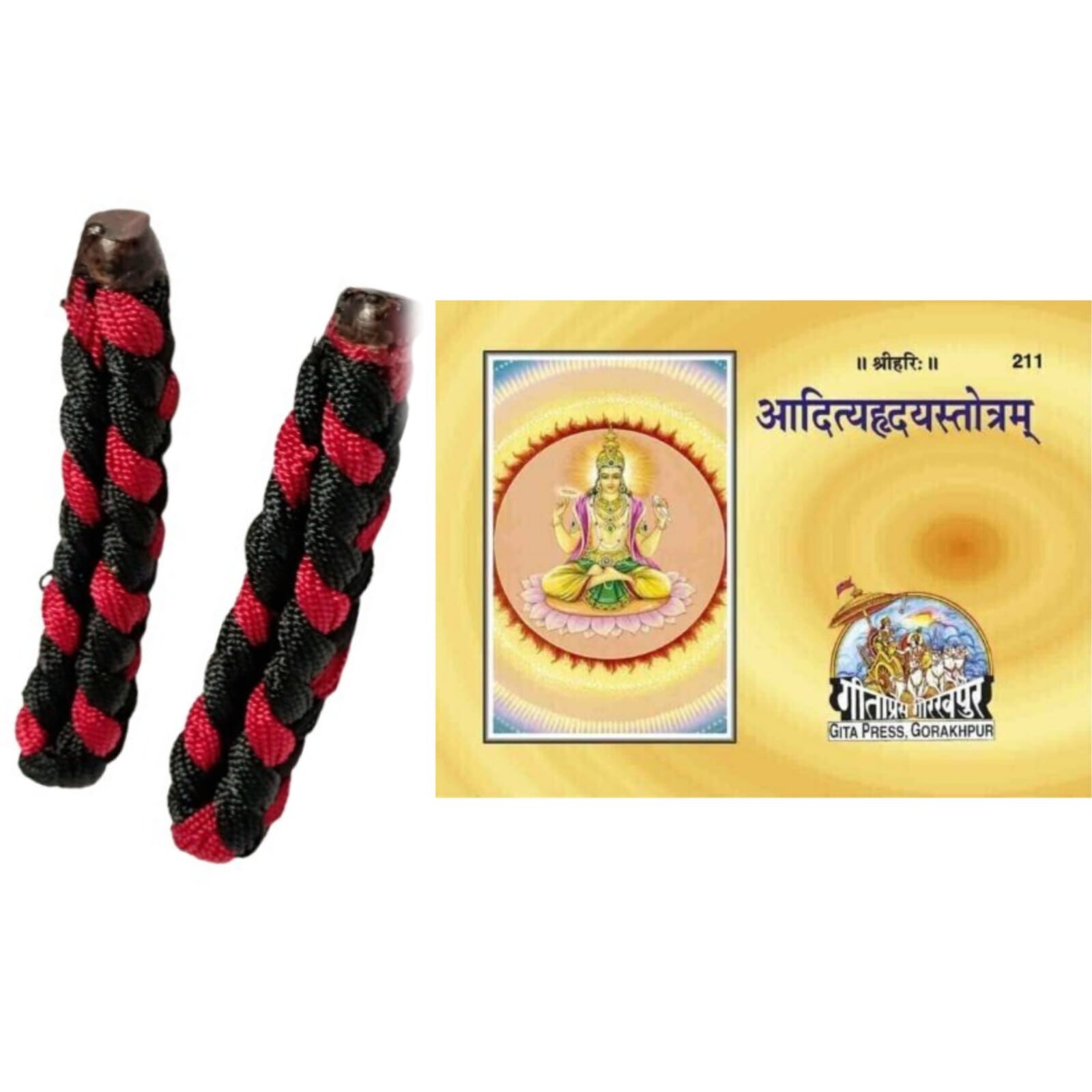 NEW SHRI ADITYA HRIDAYA STOTRA BOOK  & 2 RELIGIOUS WIRST BAND HINDU PUJA  MANTRA