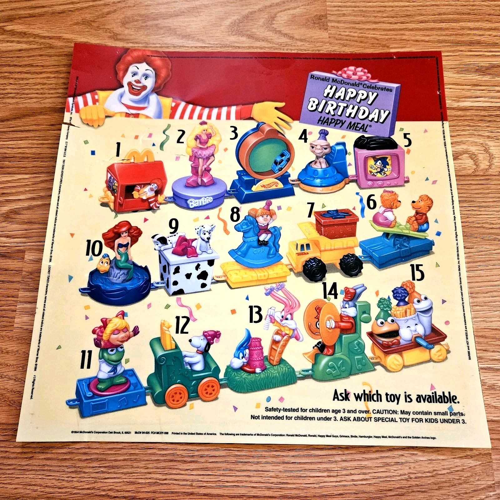 Vintage McDonald’s 1994 Happy Birthday Happy Meal Translite Sign Display