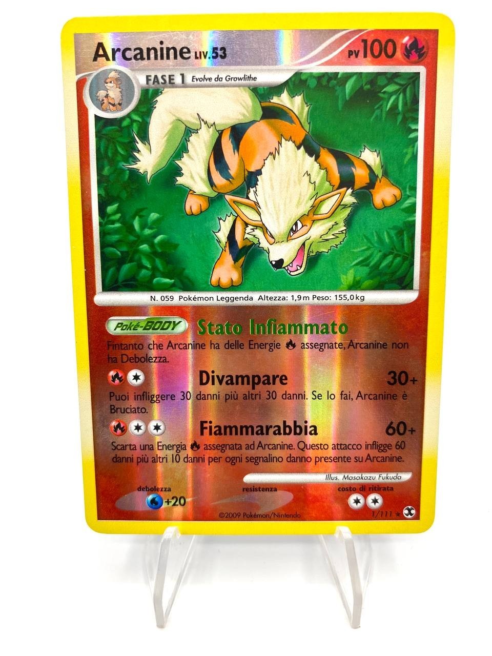 Pokemon Arcanine Lv. 53 Holo 1/111 Set Leave of Rivals ITA Holo Reverse EXC Pokemon Arcanine Lv. 53 Holo 1/111 Set Leave of Rivals ITA Holo Reverse EXC
