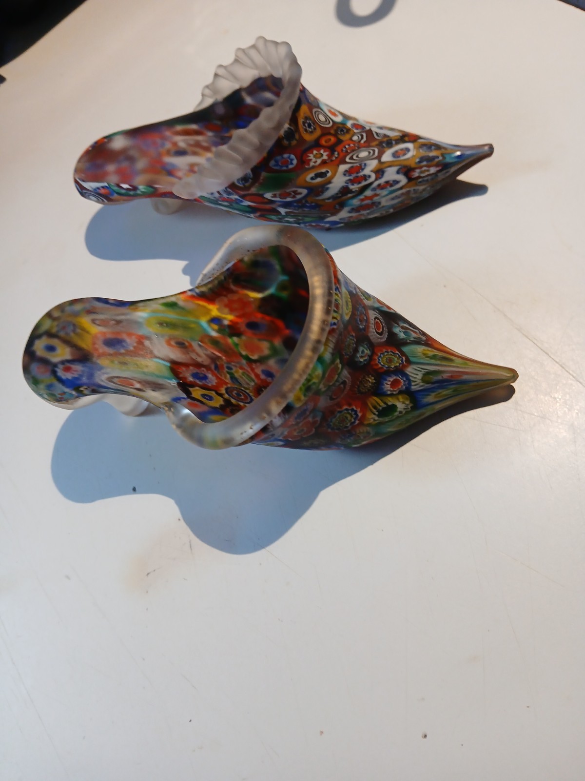 Millefiori Art Glass ..possibly murano..Glass slippers 
